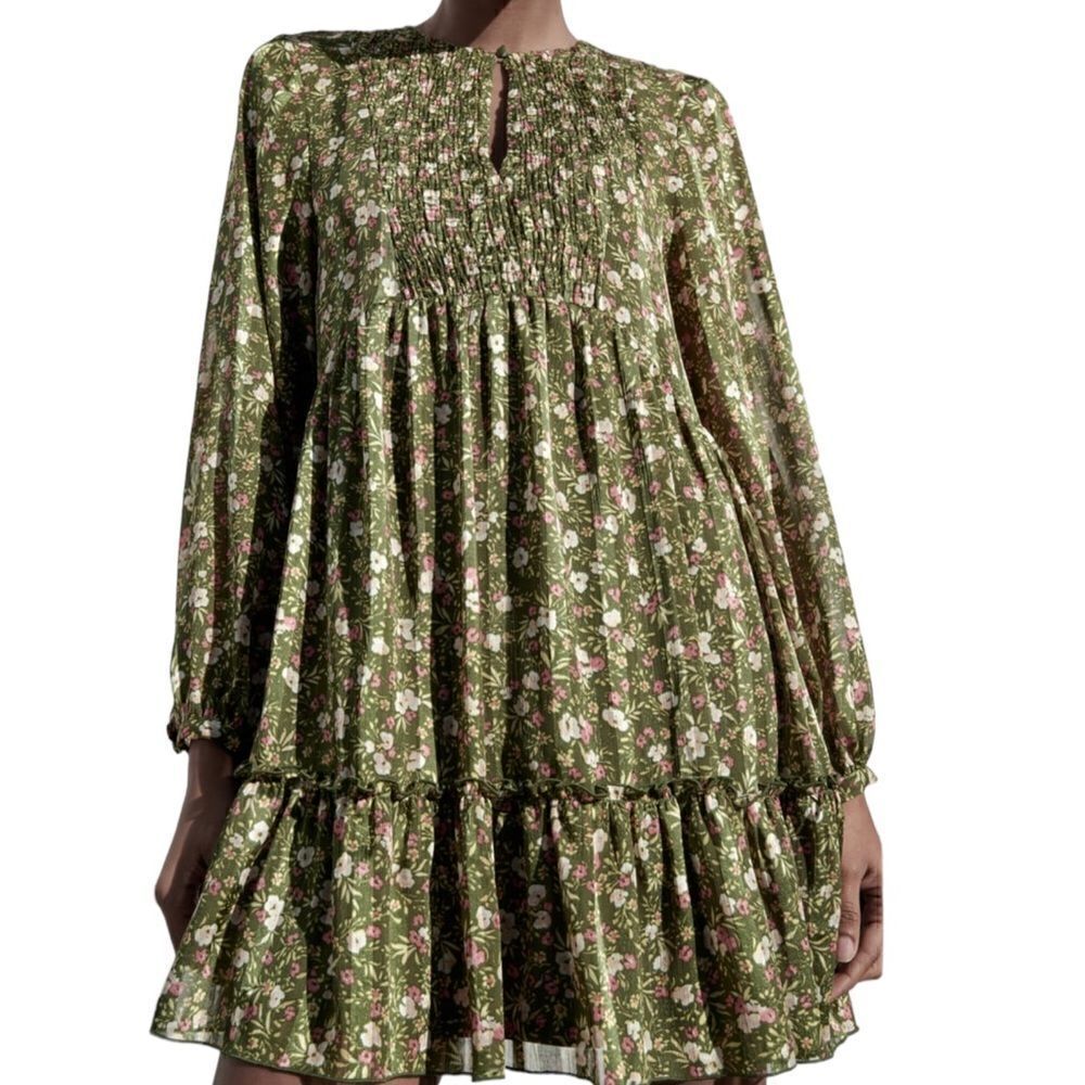 ZARA | Green | FLORAL PRINT DRESS - Picture 6 of 10